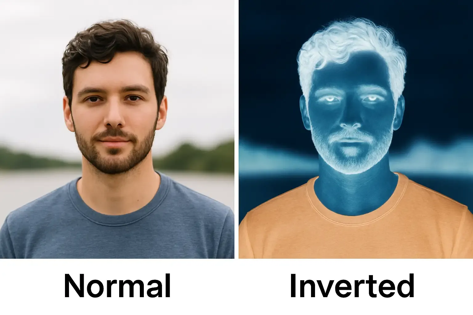 Example of an inverted photo where colors are flipped