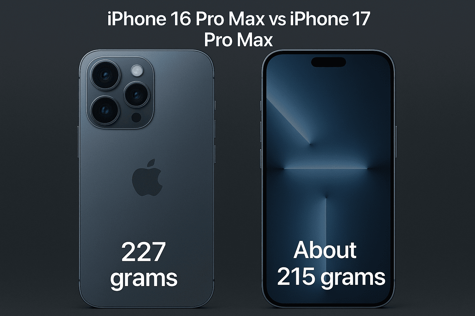 Comparison of iPhone 16 Pro Max and iPhone 17 Pro Max weight and design differences