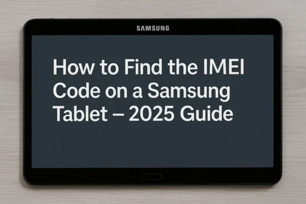 Samsung tablet displaying IMEI code on screen, helping users learn how to check and verify the IMEI code Samsung tablet easily.