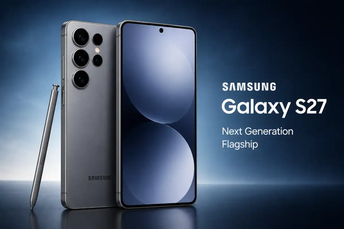 Samsung Galaxy S27 smartphone featuring premium build quality, large immersive display and advanced flagship design concept